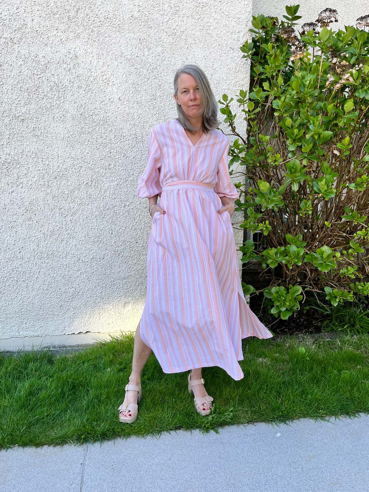 YERSE Striped Seersucker Dress - Pastel | Garmentory
