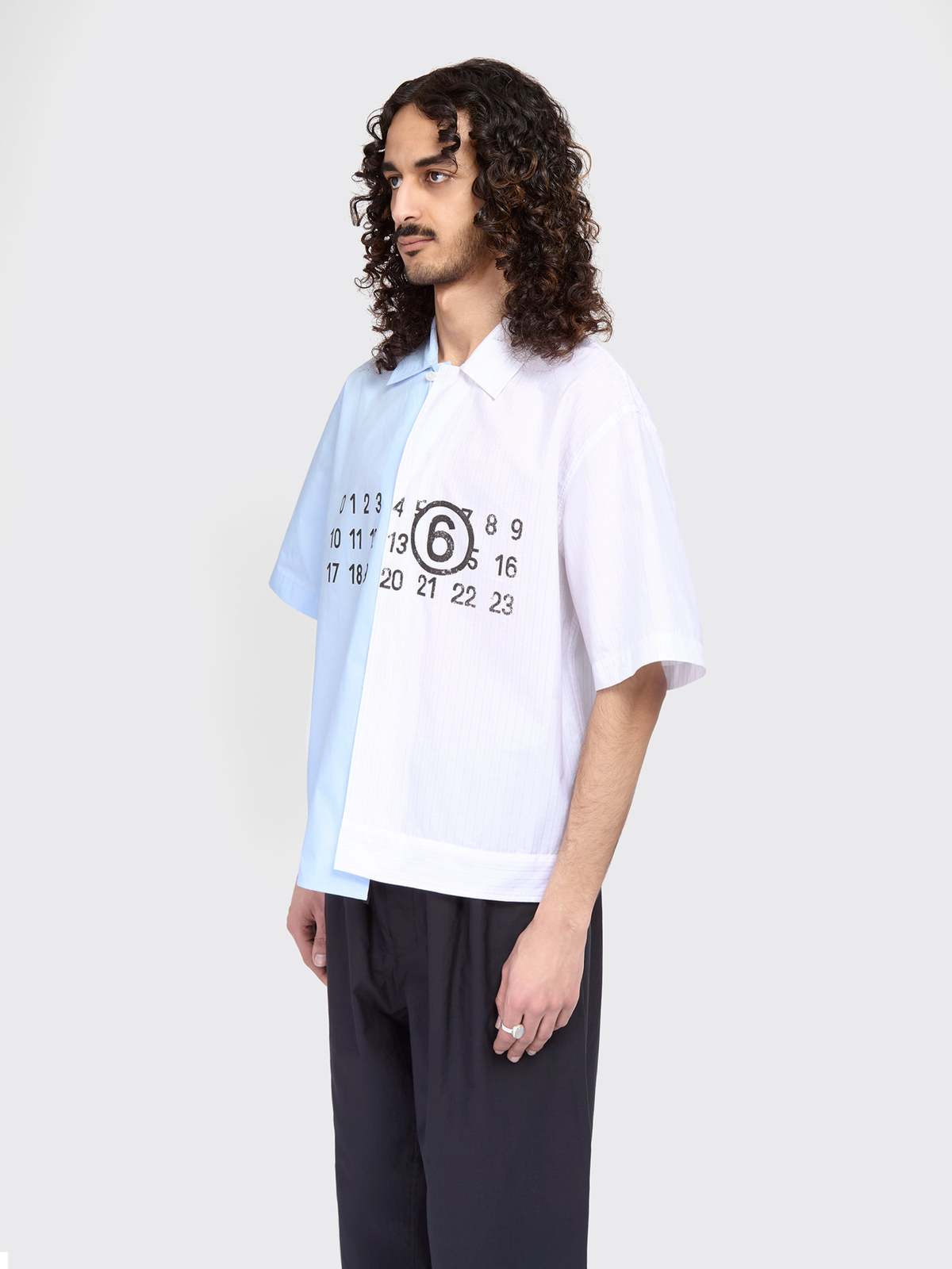 MM6 Maison Margiela Split Button-Up Shirt - Blue/White | Garmentory