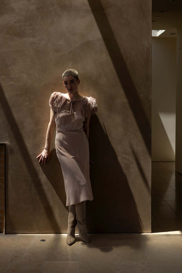 sueded silk dress Erica Tanov Long Lola Sueded Silk Charmeuse Dress