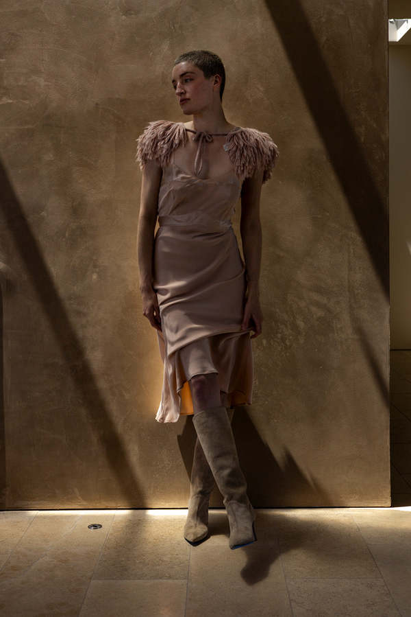sueded silk dress Erica Tanov Long Lola Sueded Silk Charmeuse Dress