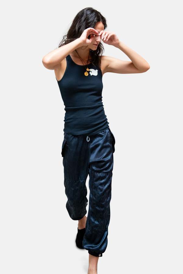 FREECITY Flap/Snap Satin Jump Pant - Blueplant Glass | Garmentory