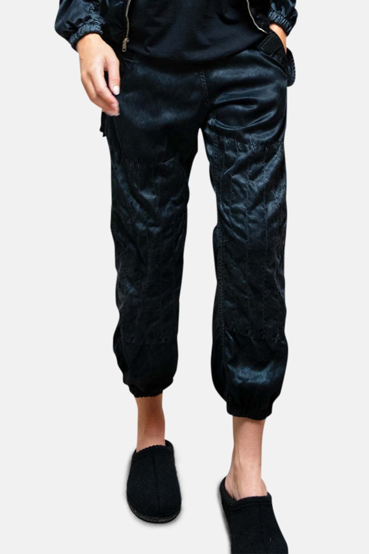 FREECITY Flap/Snap Satin Jump Pant - Super Black Glass | Garmentory