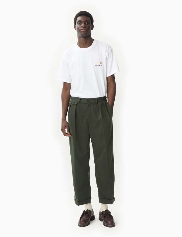 Beams Plus 2 Pleats Trousers PE Twill - Green | Garmentory