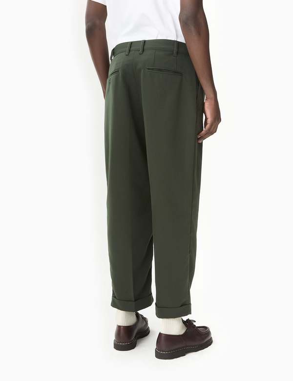 Beams Plus 2 Pleats Trousers PE Twill - Green | Garmentory