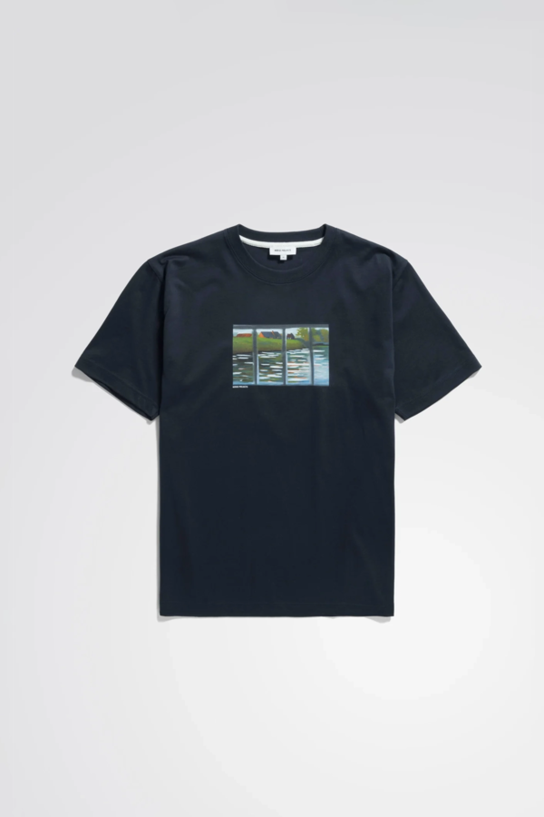 Norse Projects Johannes Organic Canal Print T Shirt - Dark Navy