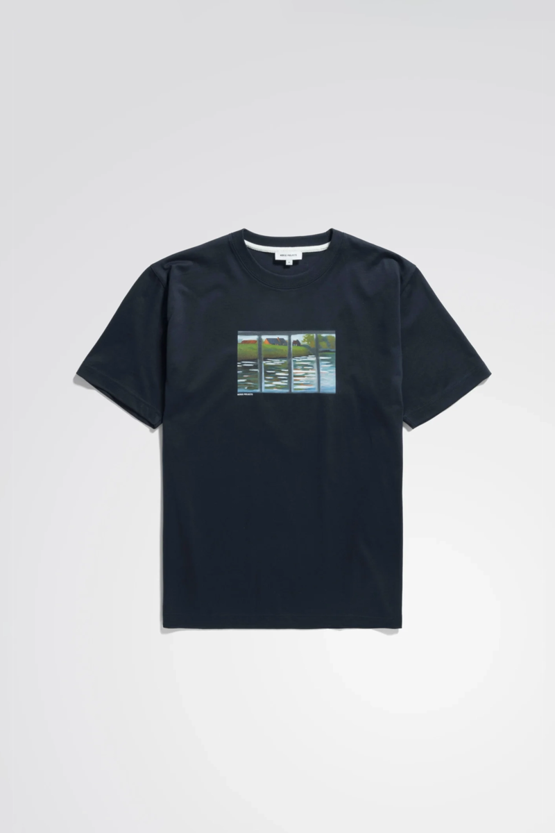 Norse Projects Johannes Organic Canal Print T Shirt - Dark Navy
