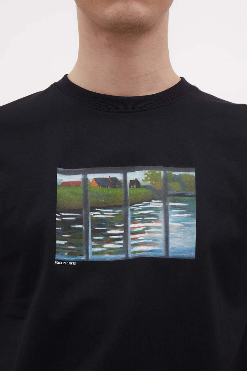 Norse Projects Johannes Organic Canal Print T Shirt - Dark Navy