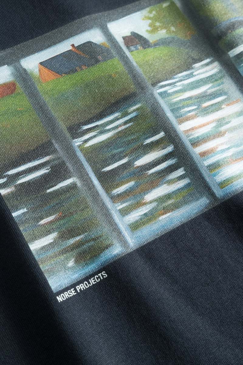 Norse Projects Johannes Organic Canal Print T Shirt - Dark Navy