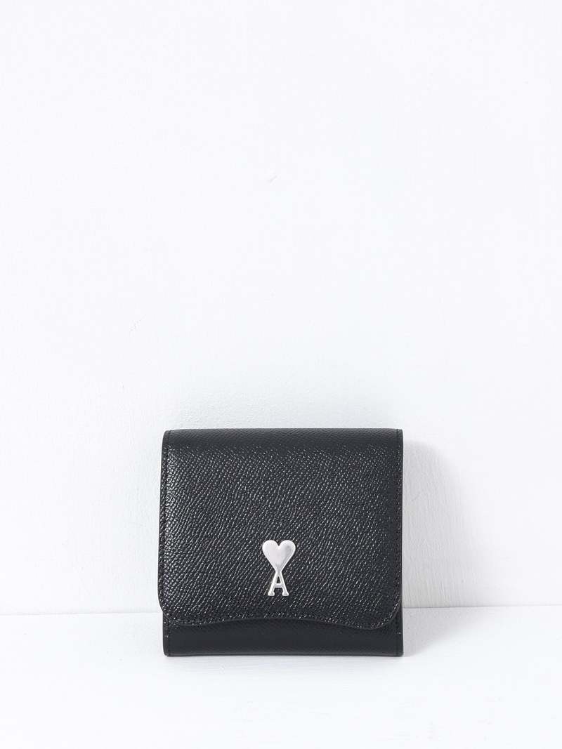 AMI PARIS COMPACT WAL - BLACK/VIBRATED SILVER | Garmentory