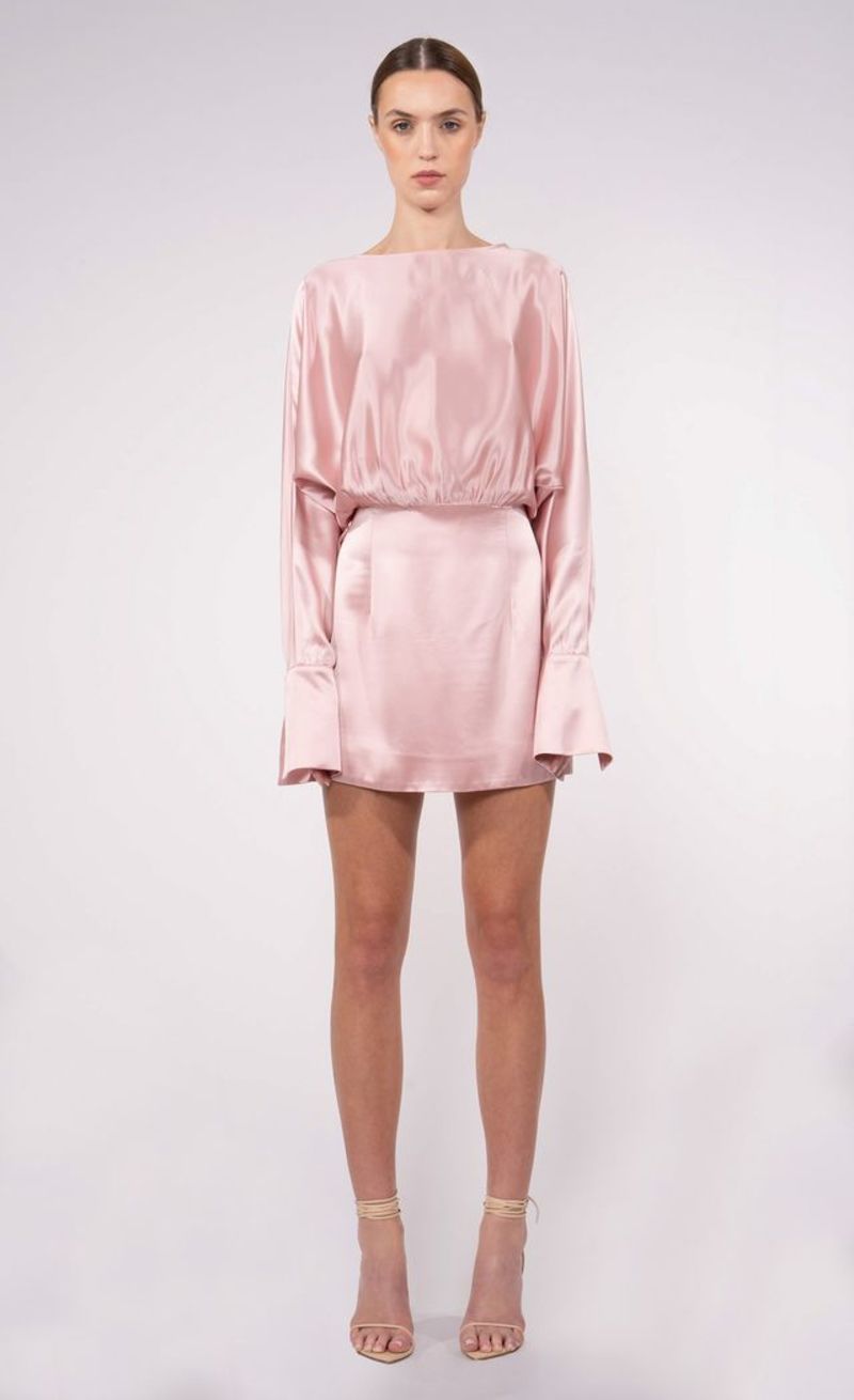 annie mini dress pink Annie Scoop Neck Linen Mini Dress