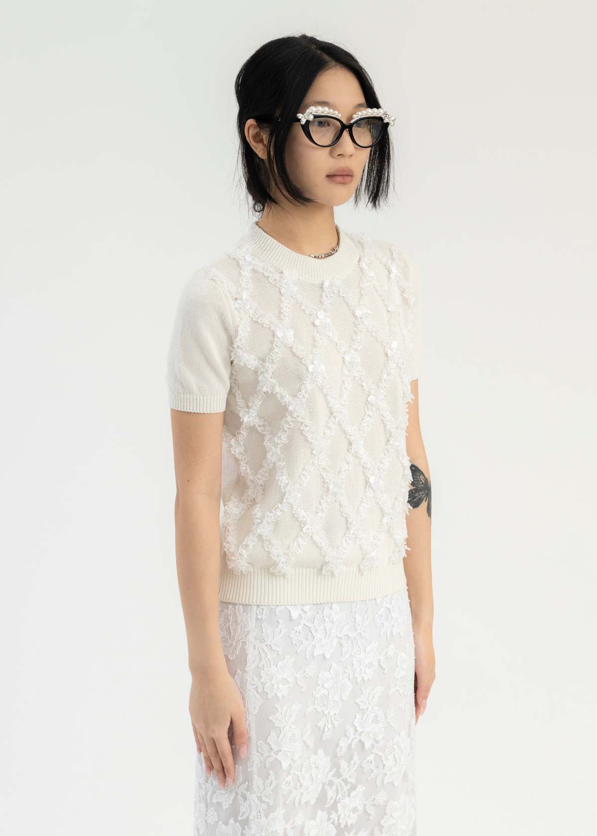 Shushu/Tong Crew Neck Kit Top - White | Garmentory