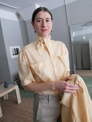 Lemaire Short Sleeve Shirt With Foulard - Apricot | Garmentory