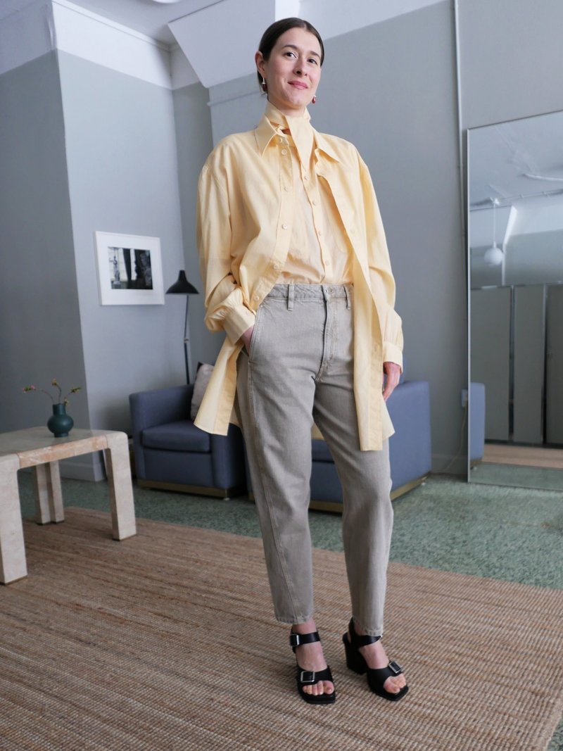 LEMAIRE◆FOULARD BLOUSE/長袖ブラウス/S/コットン/BRW Dusty Rose Short Sleeve Shirt With Foulard | LEMAIRE