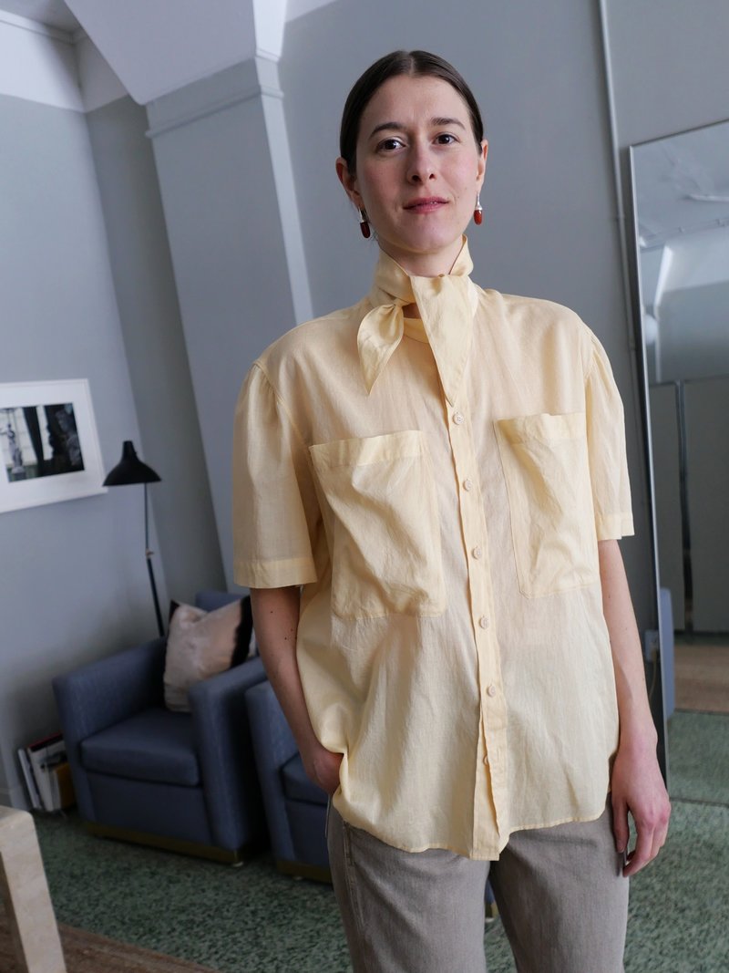 Lemaire Short Sleeve Shirt With Foulard - Apricot | Garmentory