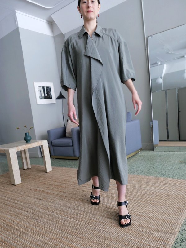 Lemaire Assymetrical Shirt Dress - Ash Grey | Garmentory