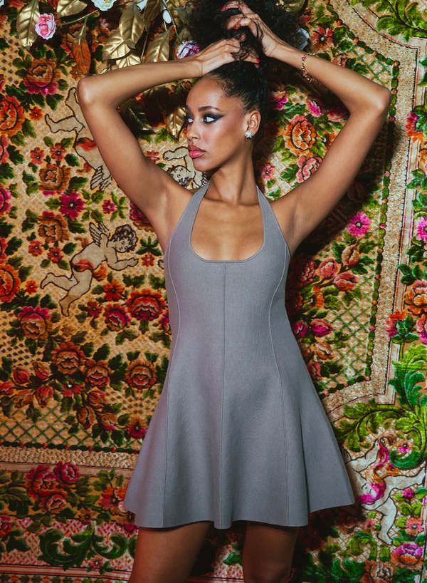 green emerald velvet dress Fleur du Mal Long Sleeve Flared Corset Dress main image 1