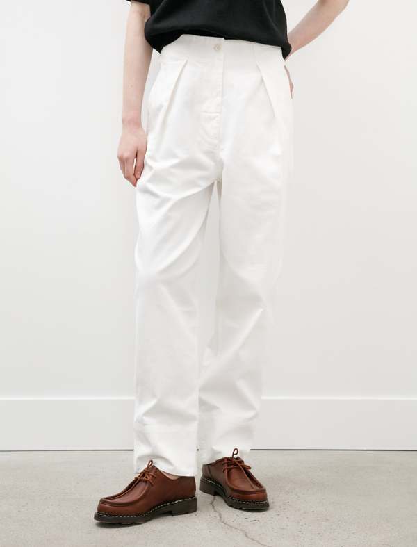 Margaret Howell MHL Cinch Back Soft Twill Trousers - Off White