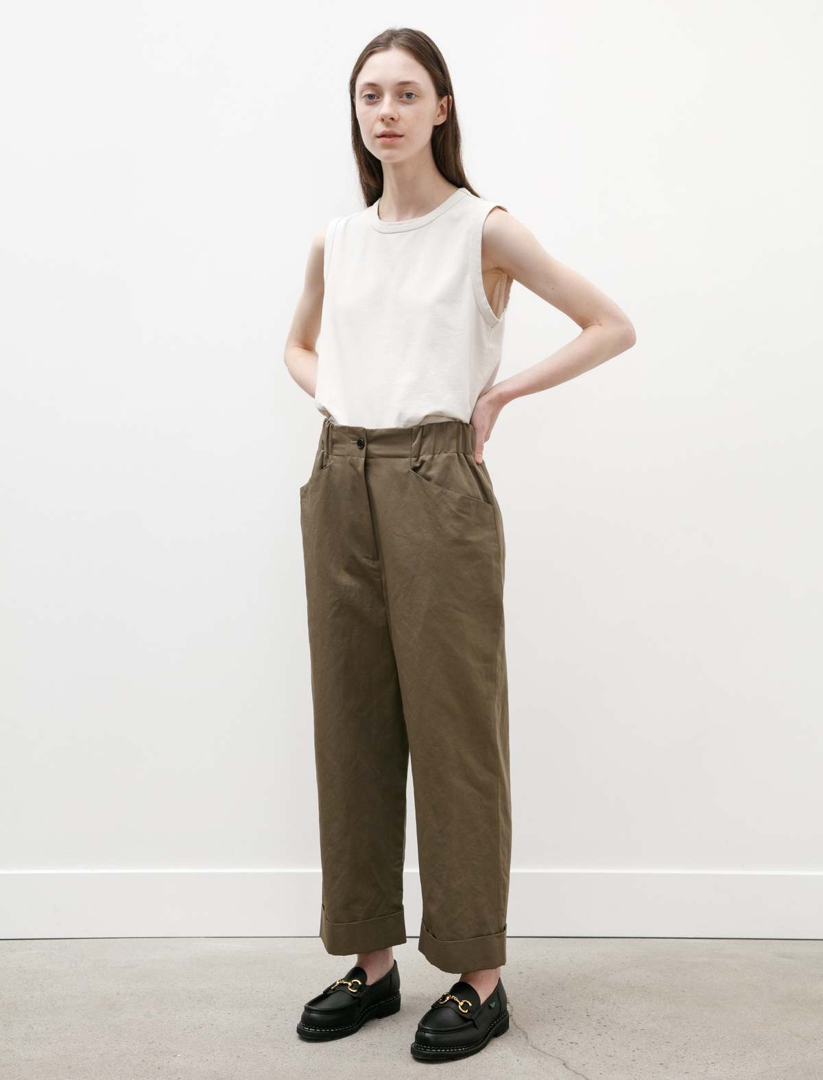 Margaret Howell Relaxed Crop Cotton Linen Twill pants - Mouse