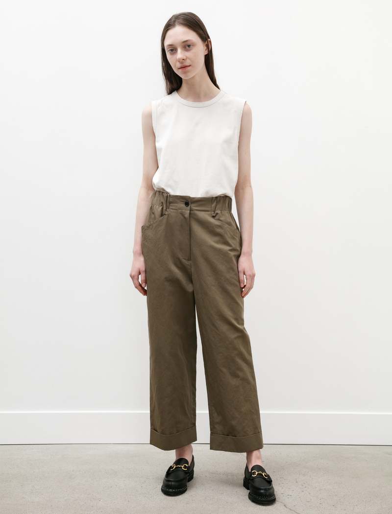 Margaret Howell Relaxed Crop Cotton Linen Twill pants - Mouse
