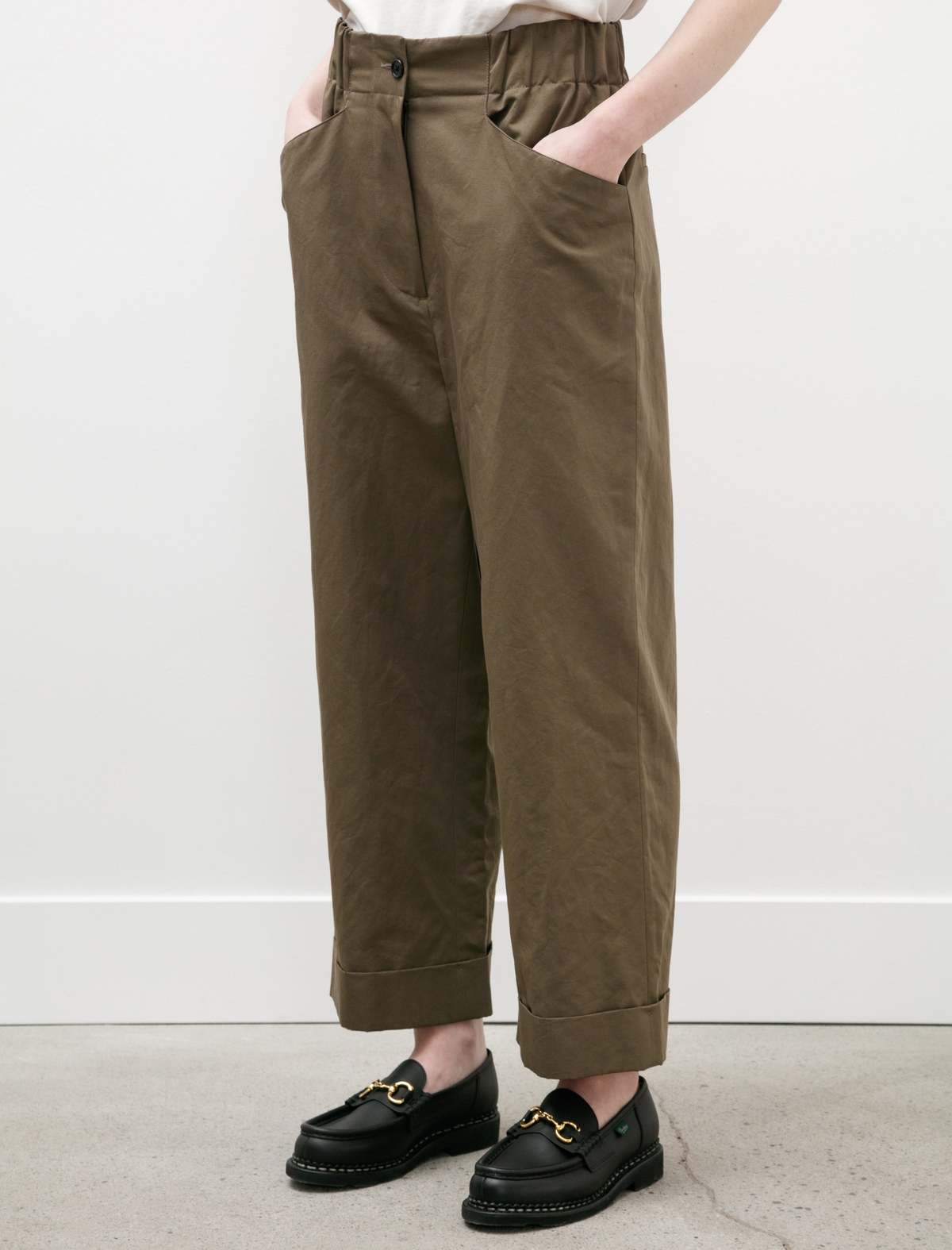 Margaret Howell Relaxed Crop Cotton Linen Twill pants - Mouse