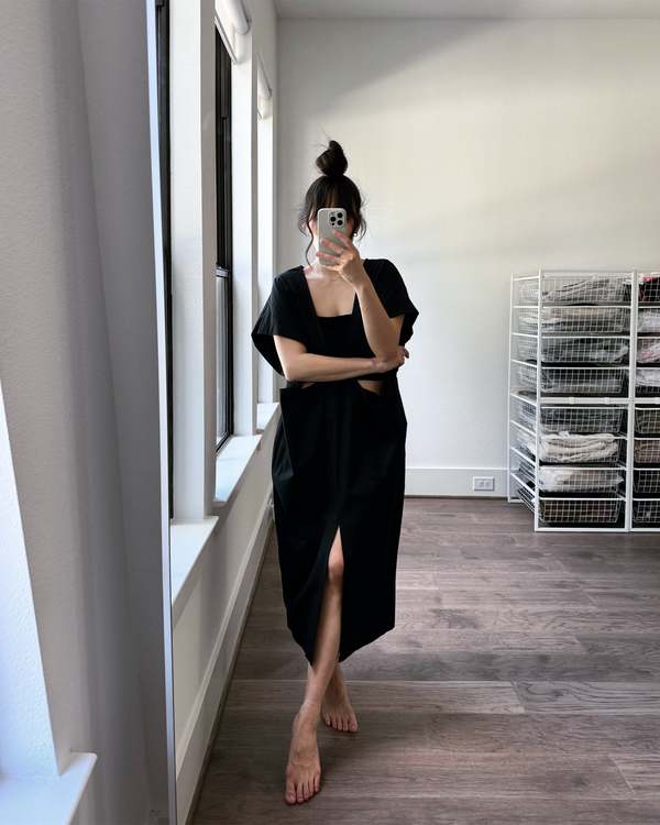modern sack dress Modern Weaving Cut Out V-Neck Sack Dress