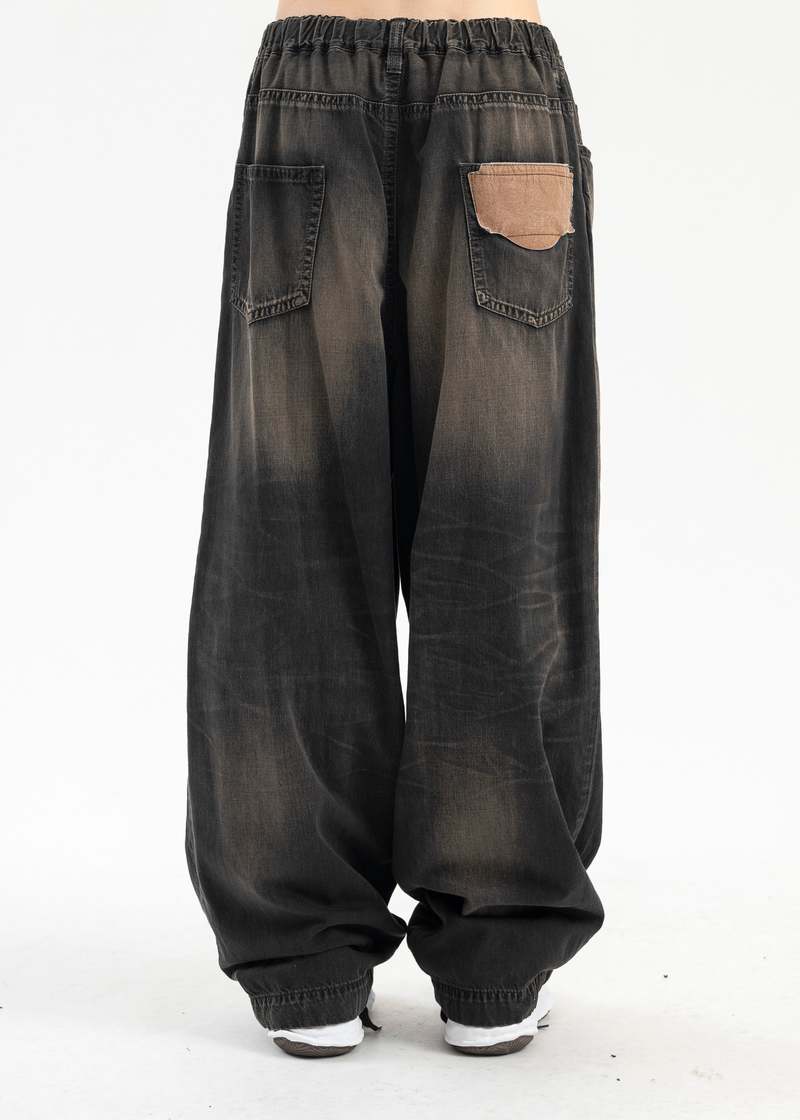 Mihara Yasuhiro LIGHT DENIM WIDE PANTS - BLACK | Garmentory