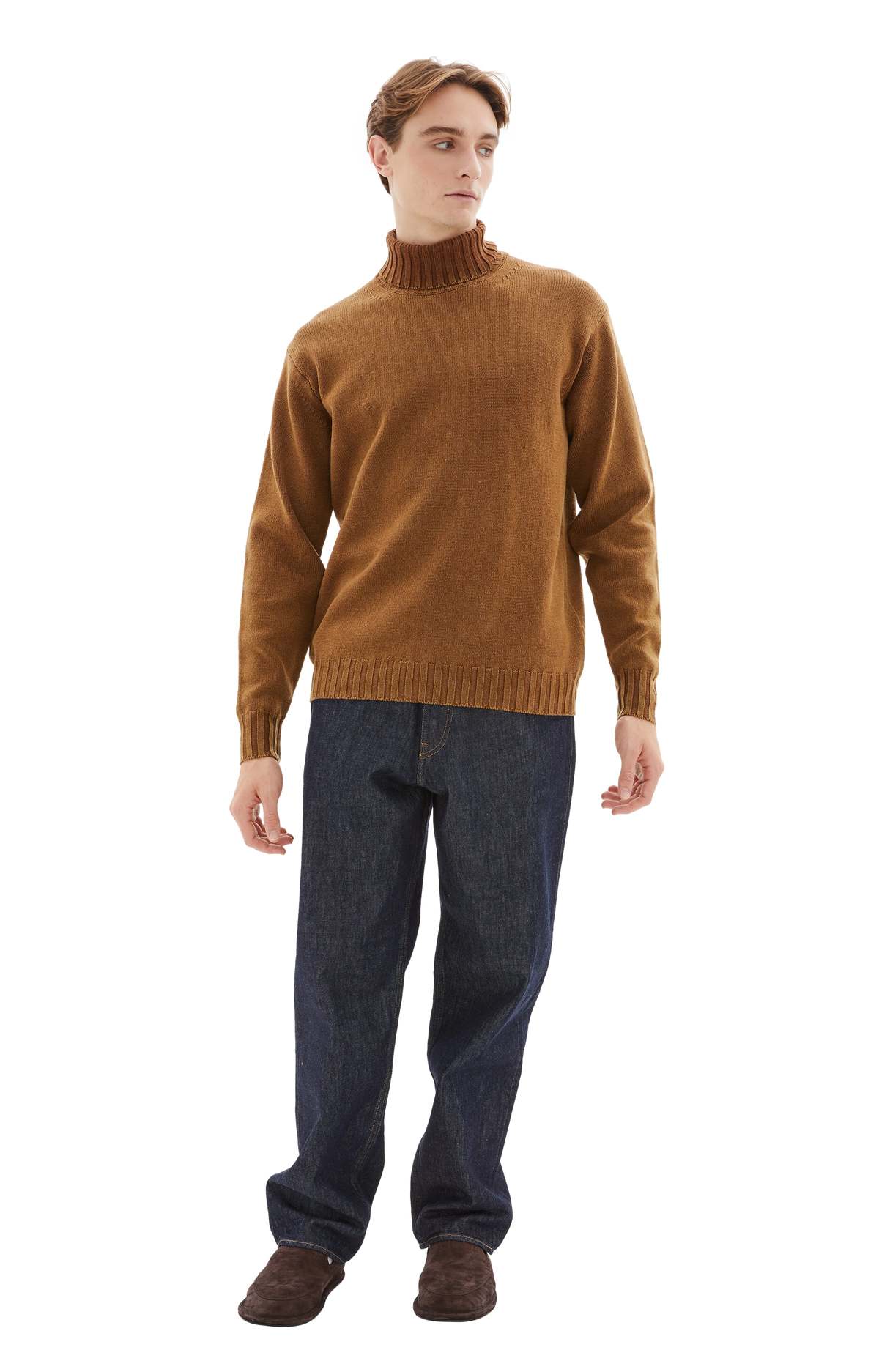 Auralee Washed French Merino Turtleneck - Brown | Garmentory