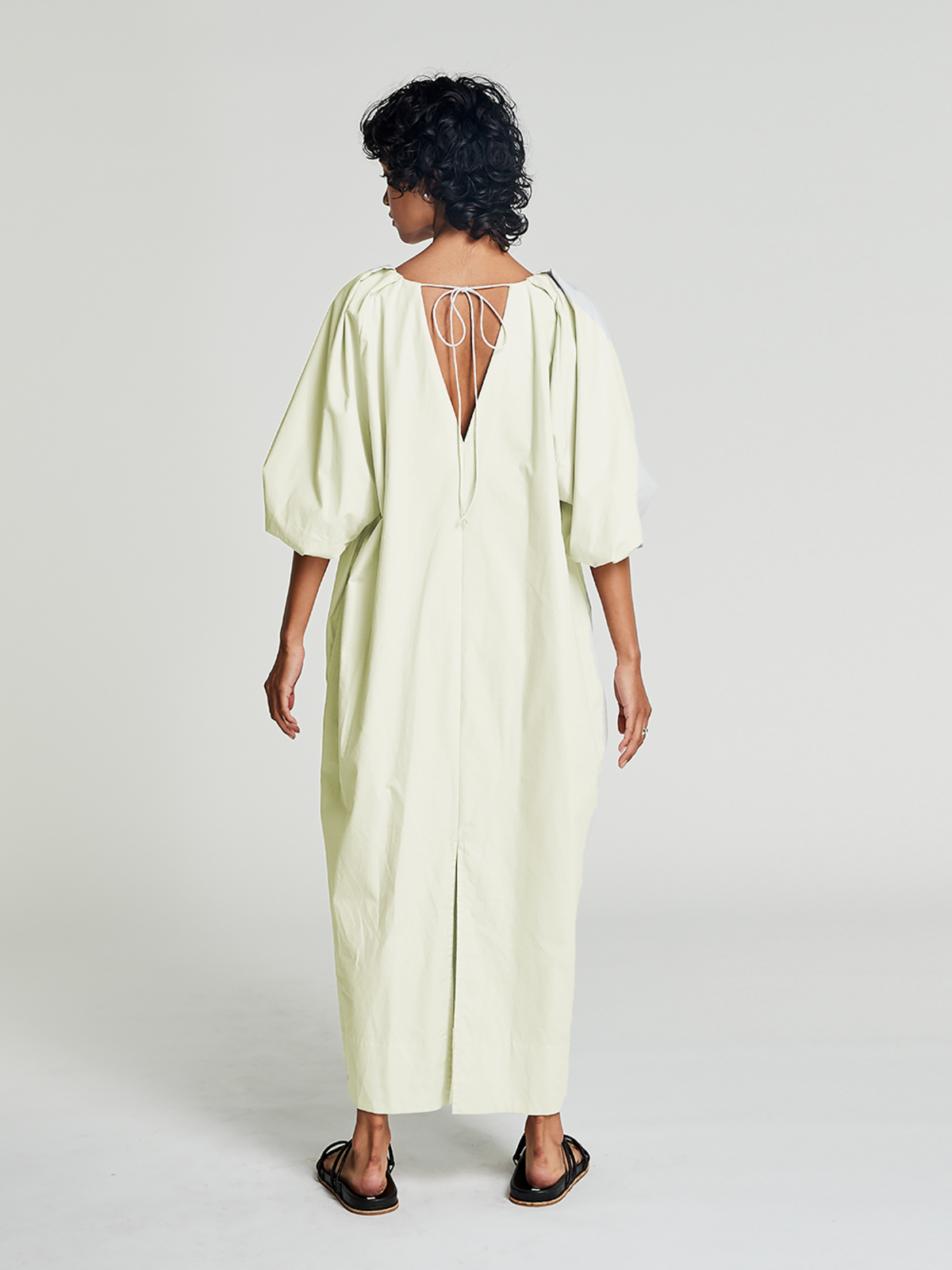 TUCKED COCOON DRESS IN GREEN – SAYAKA DAVIS NEW YORK