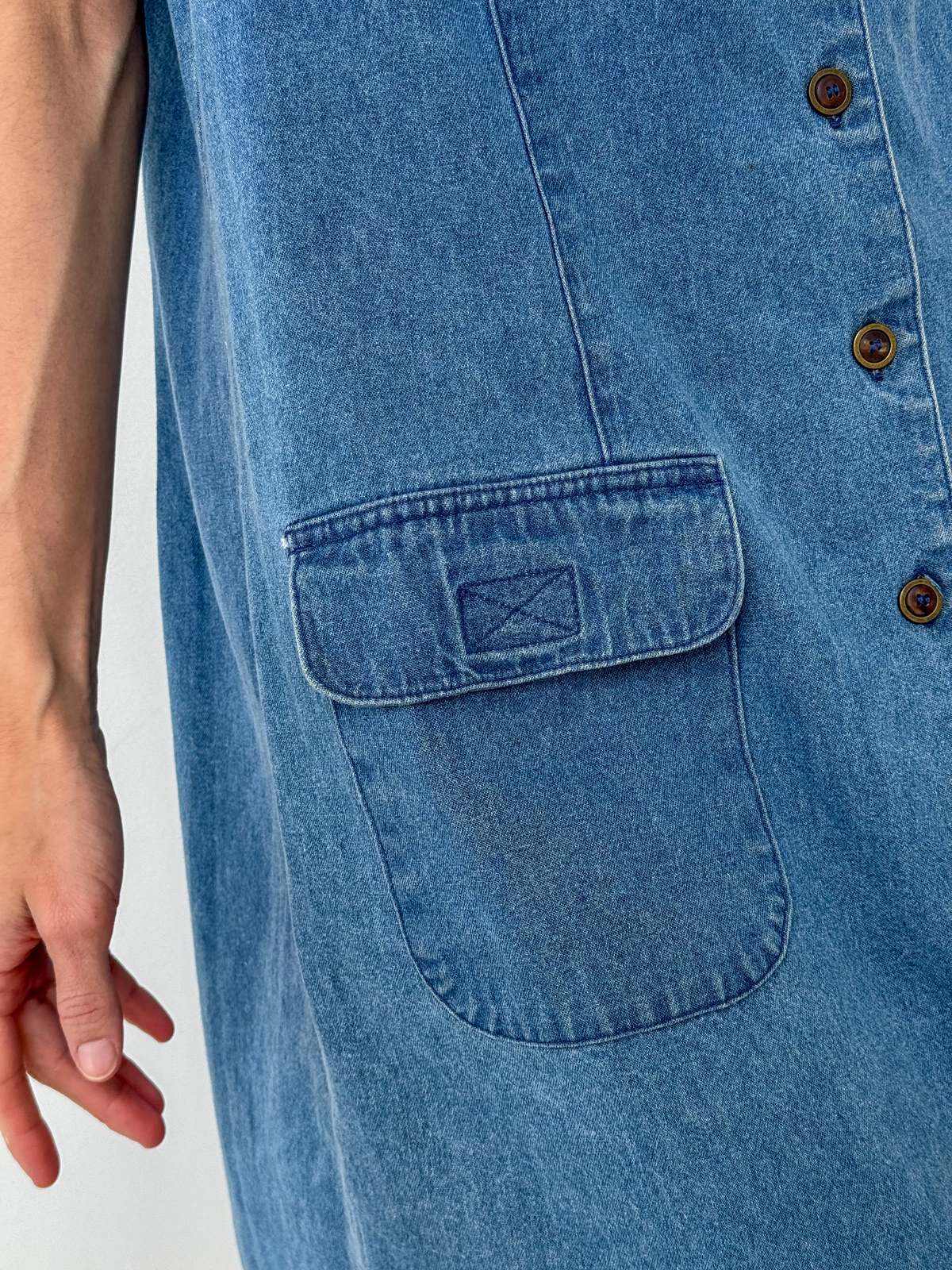 Vintage 90s Denim Sleeveless Dress - Bleu | Garmentory Vintage 90s Denim Sleeveless Dress - Bleu | Garmentory