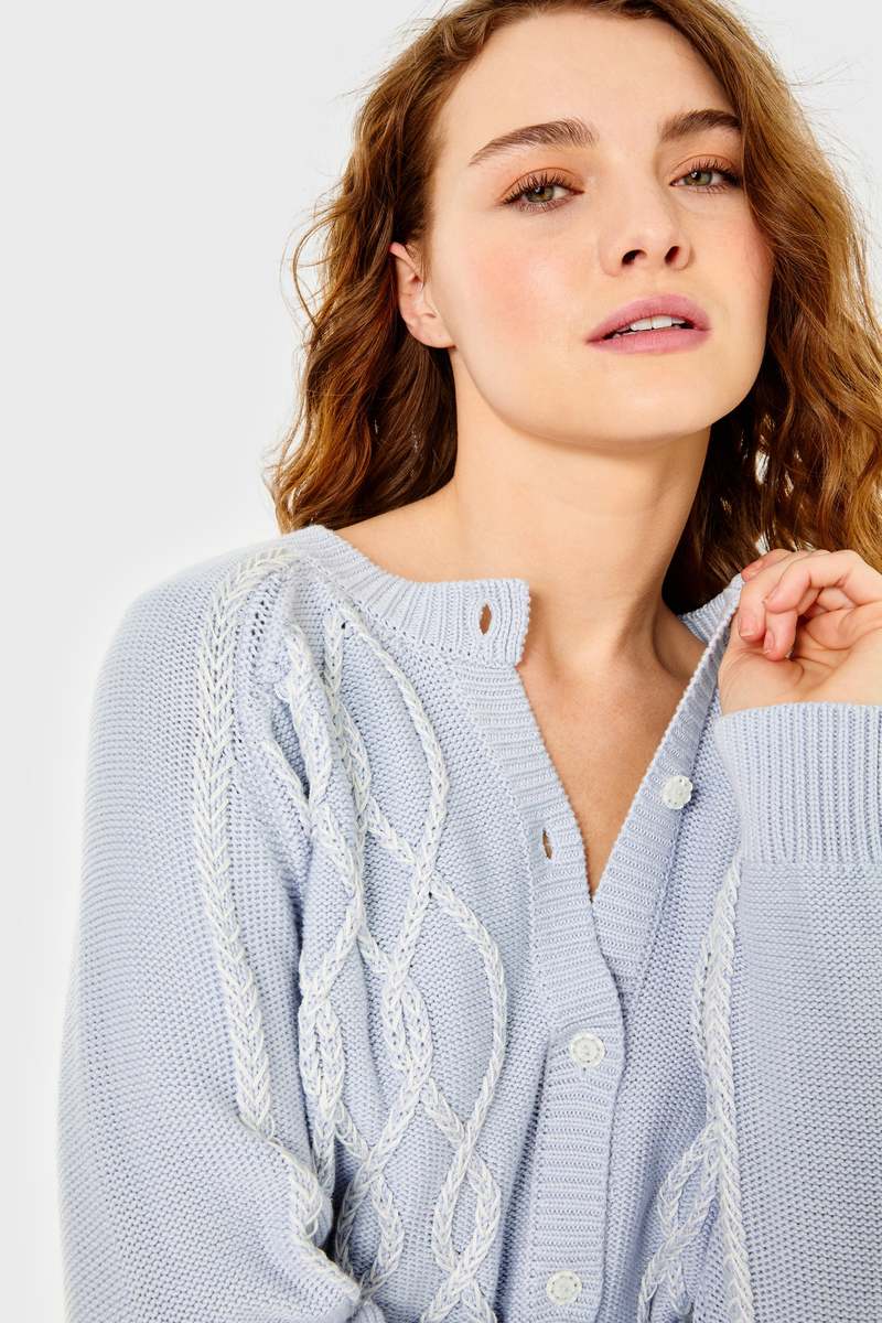 Celine Cardigan-Cotton Viscose-Light Blue | Garmentory