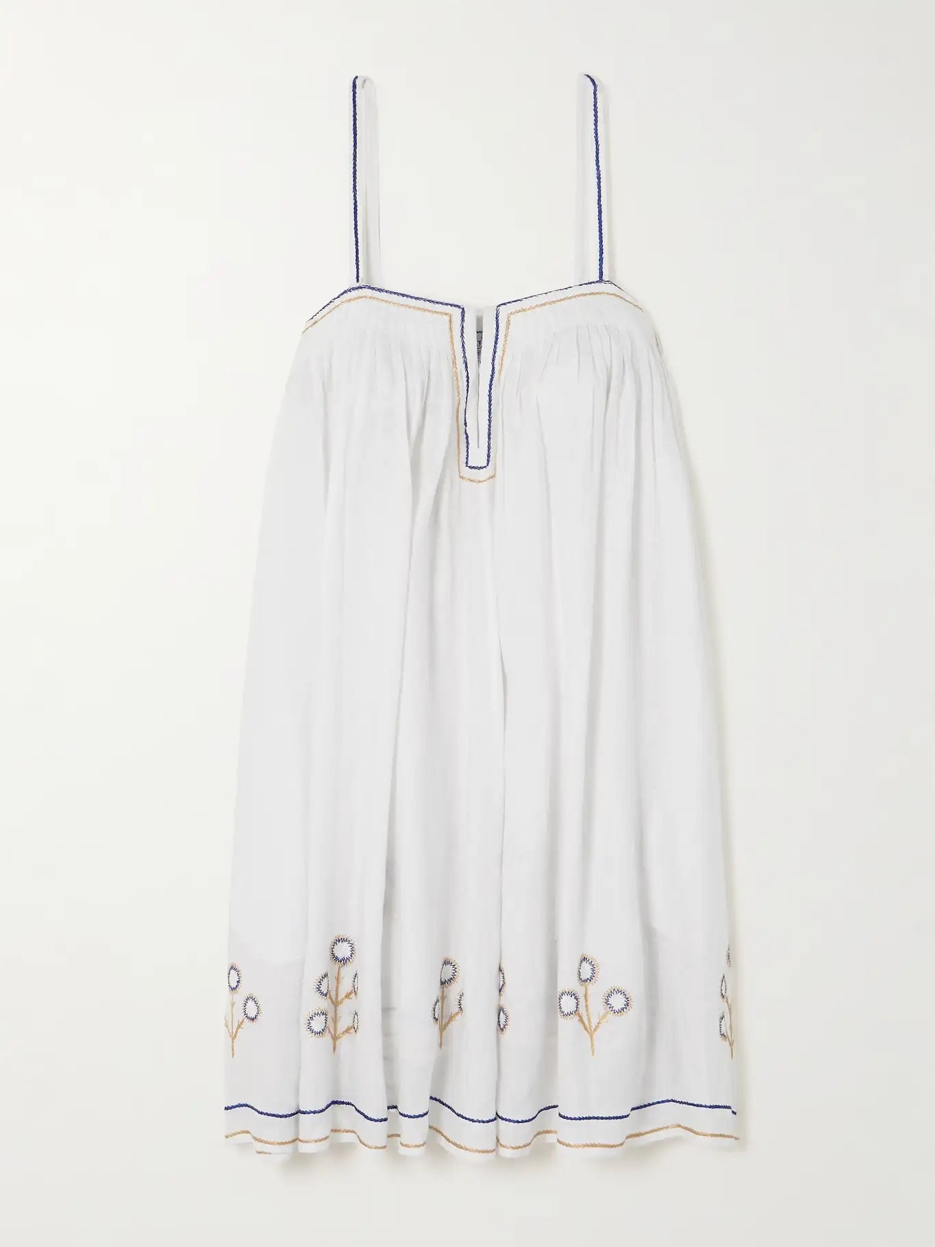 Thierry Colson Zenobia Pintucked Embroidered Mini Dress