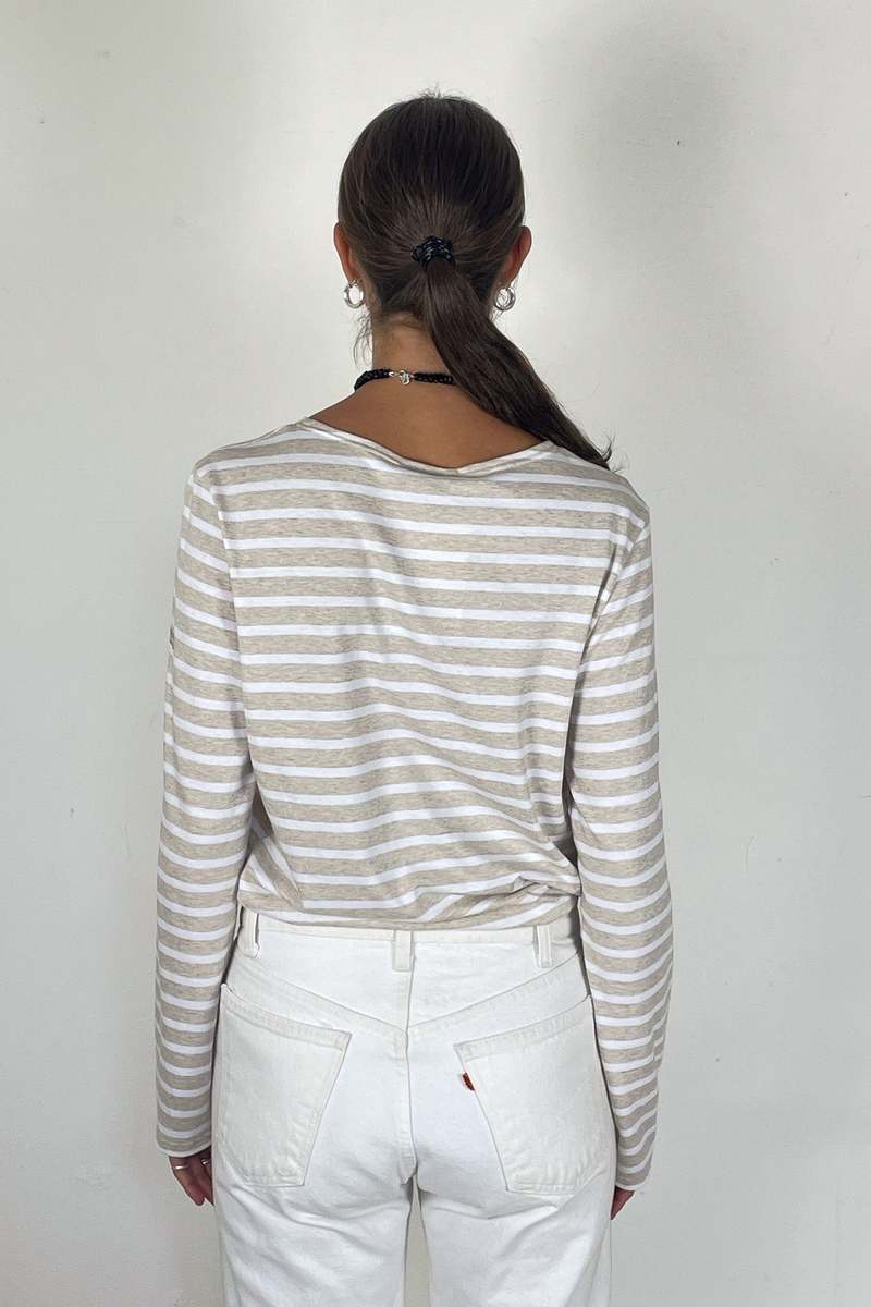 Saint James Top - Beige/White Stripe