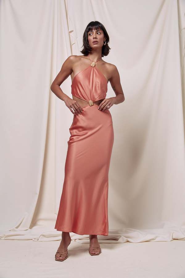 Another Girl Cut Out Detail Maxi Dress Cantaloupe