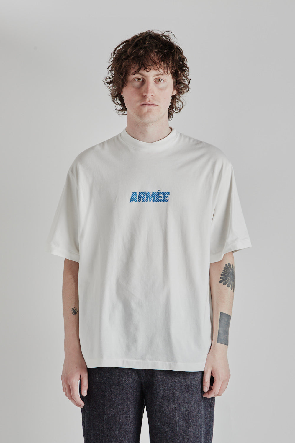Blurhms Rootstock Arme Print Wide Tee - White/Blue | Garmentory