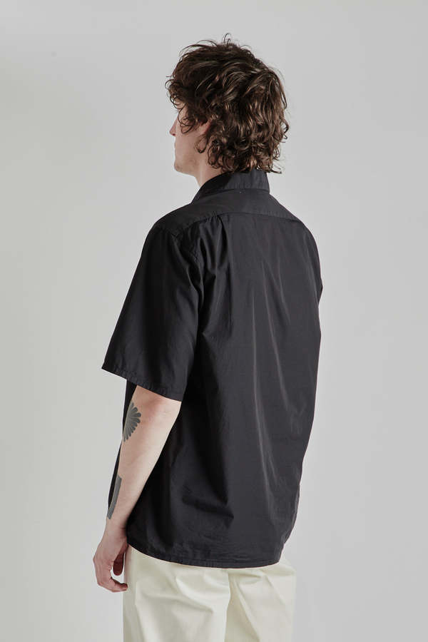 Blurhms Chambray Open Collar Shirt - Black | Garmentory