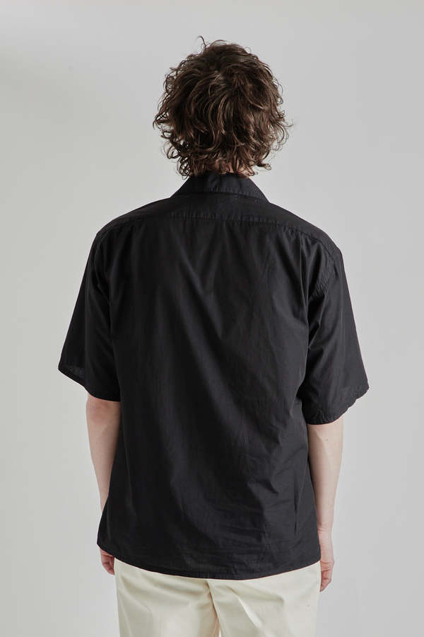 Blurhms Chambray Open Collar Shirt - Black | Garmentory
