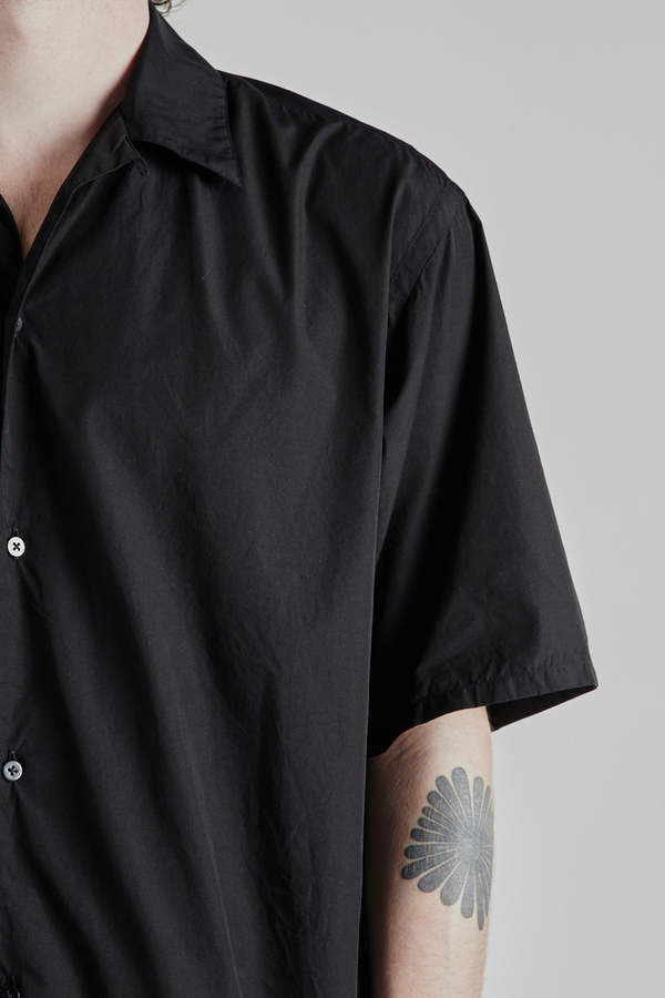 Blurhms Chambray Open Collar Shirt - Black | Garmentory