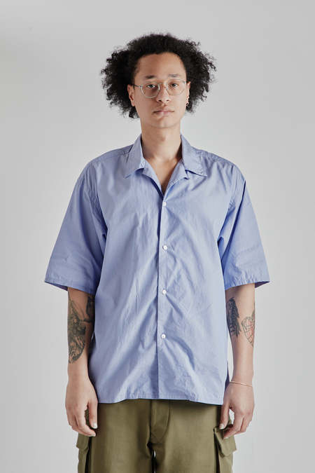 Blurhms Chambray Open Collar Shirt - Olive Beige | Garmentory