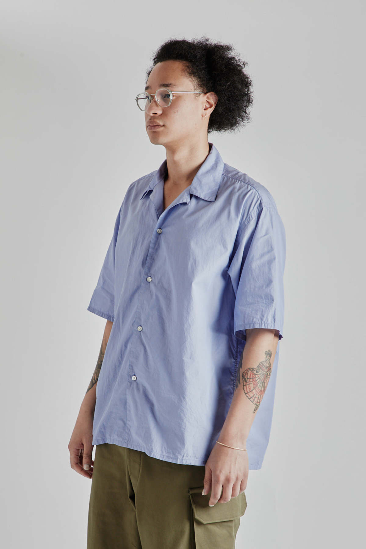 blurhms Linen Open collar Shirt ブラームス Blurhms Chambray Open Collar Shirt - Saxe | Garmentory