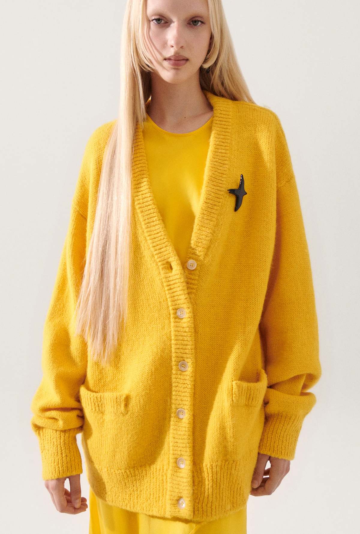 Silk Laundry Alpaca Slouch Cardigan - Marigold - Image 1 of 6