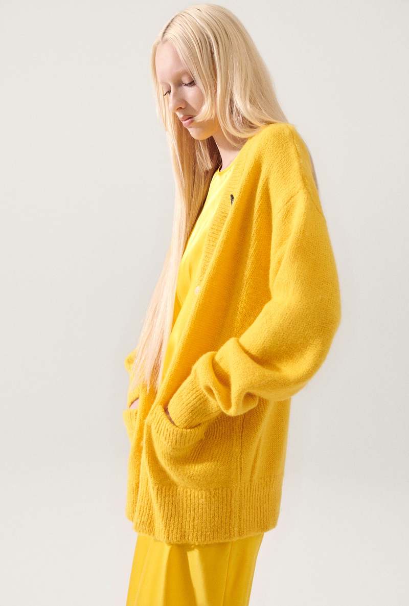 Silk Laundry Alpaca Slouch Cardigan - Marigold