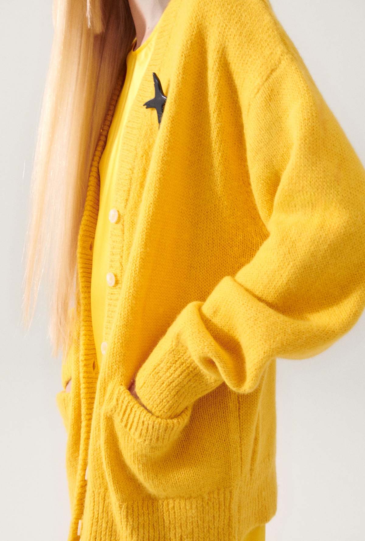 Silk Laundry Alpaca Slouch Cardigan - Marigold - Image 4 of 6