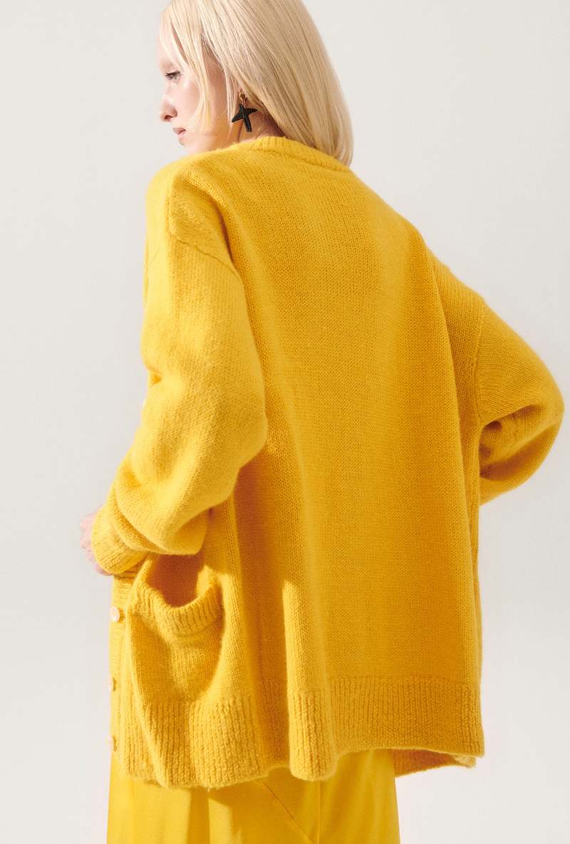 Silk Laundry Alpaca Slouch Cardigan - Marigold