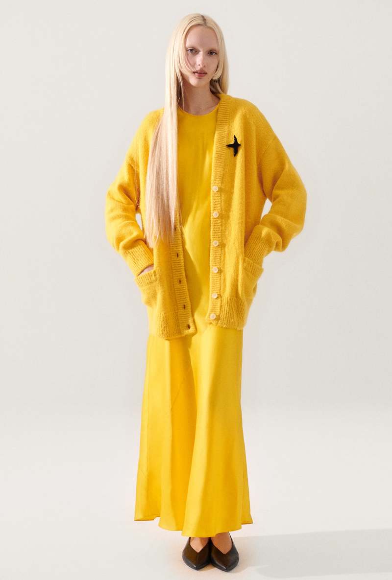 Silk Laundry Alpaca Slouch Cardigan - Marigold