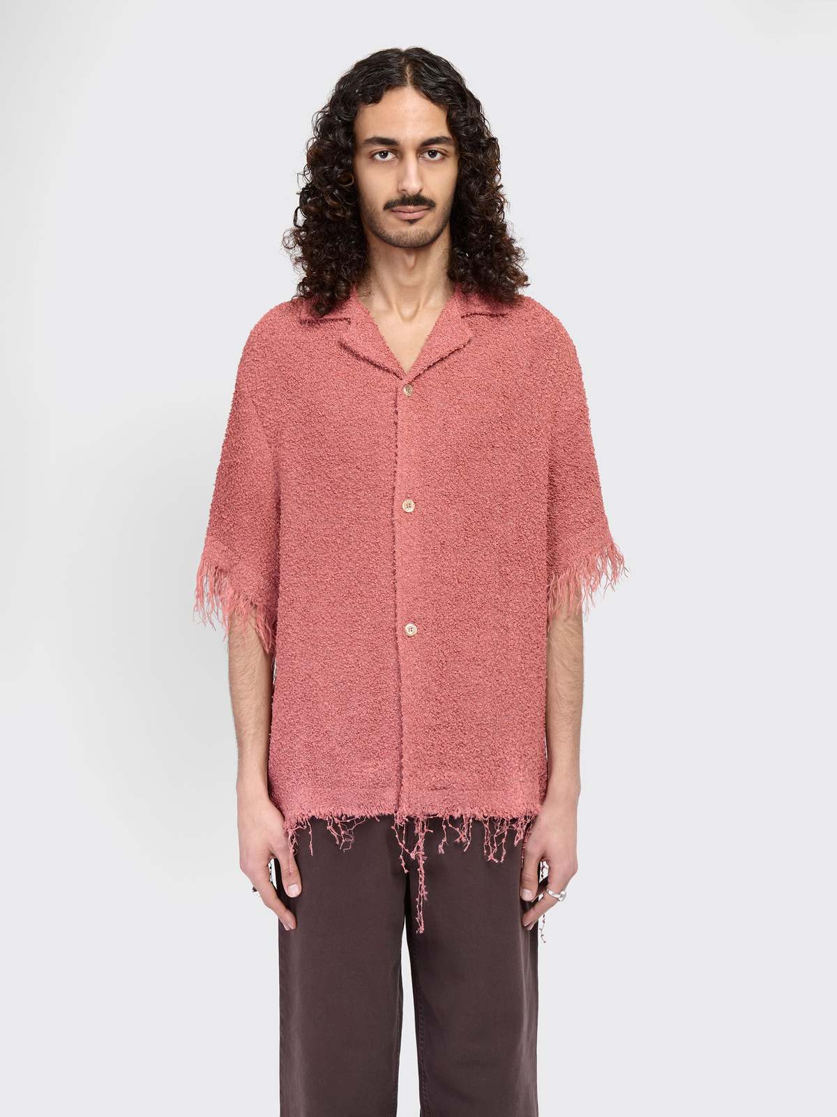 Séfr Fausto Shirt - Washed Fringed Red | Garmentory