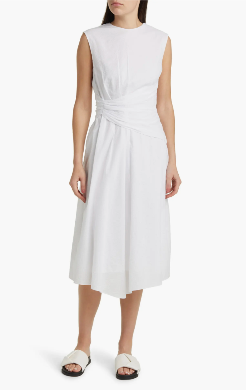 frame ruched sleeveless midi dress FRAME Denim Ruched Sleeveless Midi Dress