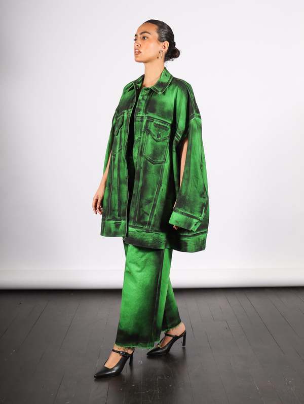 Melitta Baumeister Denim Jacket - Green Painted Denim | Garmentory