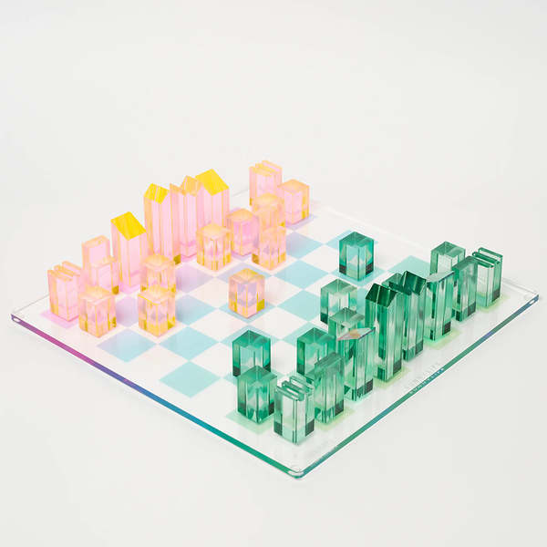 Sunnylife Lucite Check And Checkers Ombre Sherbert Chess Set - Multicolour Sunnylife Lucite Check And Checkers Ombre Sherbert Chess Set - Multicolour