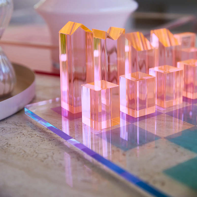 Sunnylife Lucite Check And Checkers Ombre Sherbert Chess Set - Multicolour Sunnylife Lucite Check And Checkers Ombre Sherbert Chess Set - Multicolour
