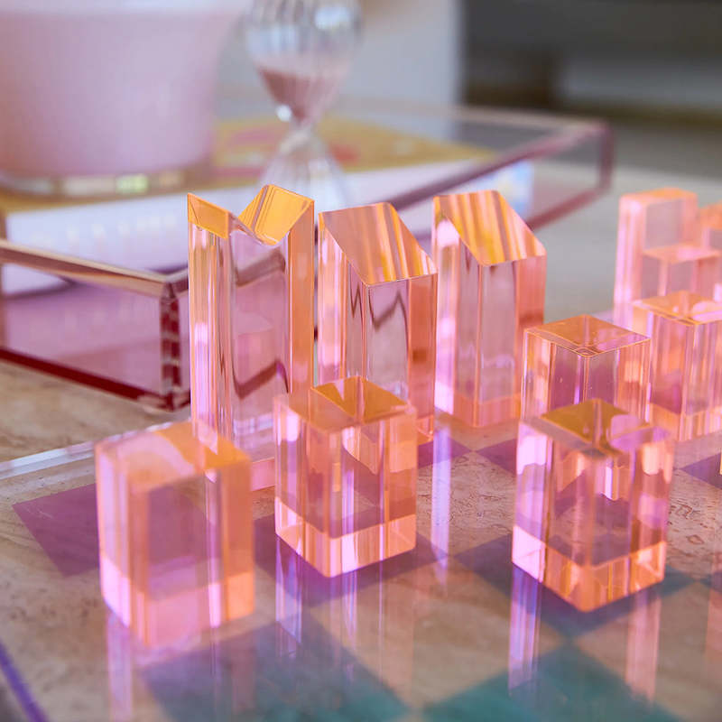 Sunnylife Lucite Check And Checkers Ombre Sherbert Chess Set - Multicolour Sunnylife Lucite Check And Checkers Ombre Sherbert Chess Set - Multicolour